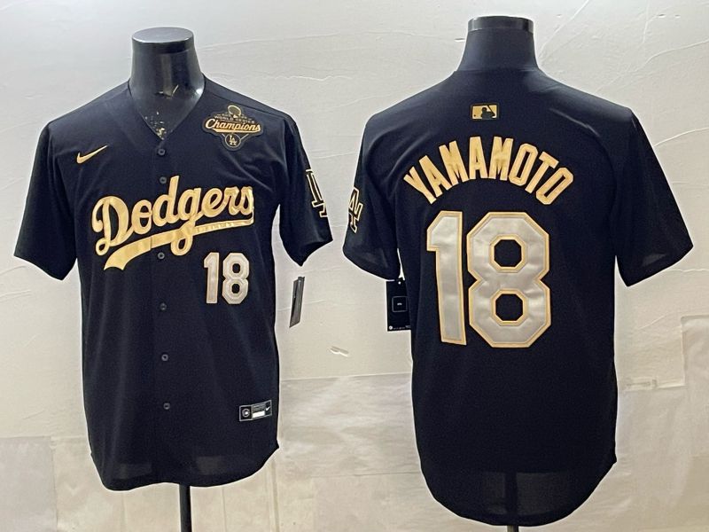 Men 2026 Nike Los Angeles Dodgers #18 Yamamoto Black Game MLB Jersey 023